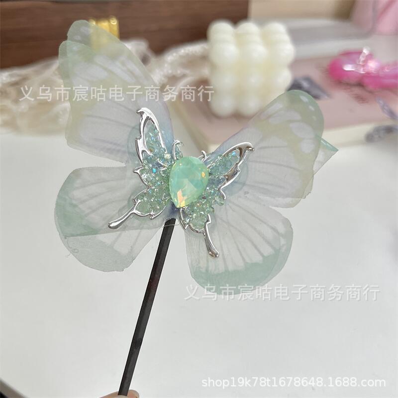 Wholesale  2pcs Big Butterfly Acrylic Alloy Adhesive Drill Handmade Through Hole
