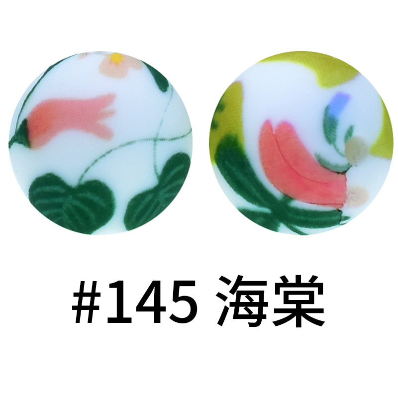 Wholesale 50pcs 16mm Print Silicone Beads Colorful Silicone Water Transfer Beads