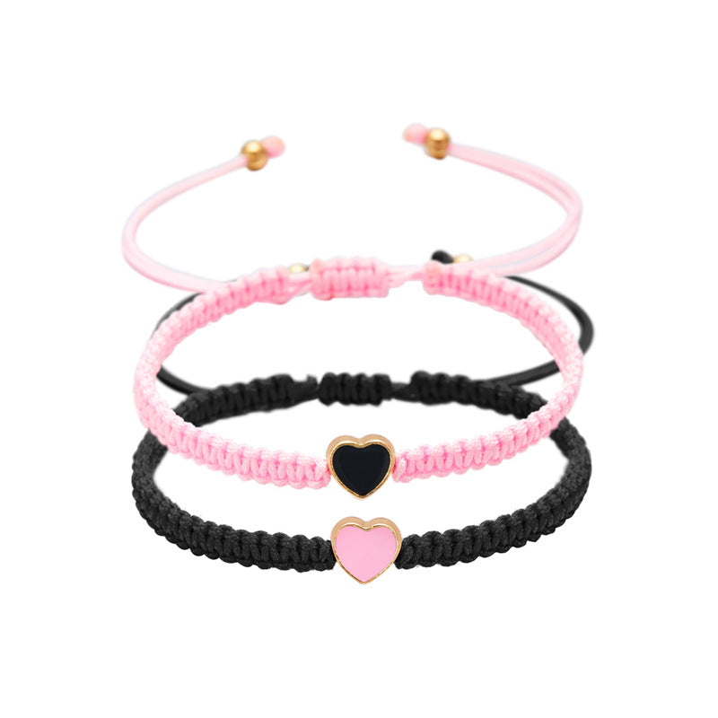 Wholesale new simple dripping heart-shaped woven bracelet Valentine's Day gift sister friendship adjustable bracelet