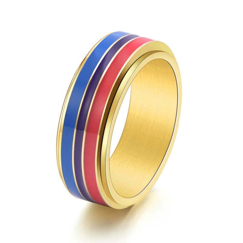 Wholesale Titanium Steel Rainbow Gay Rotatable Ring