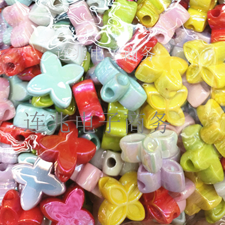 Wholesale 200pcs/pack Acrylic Solid Color Plated Cartoon Straight Hole String Beads