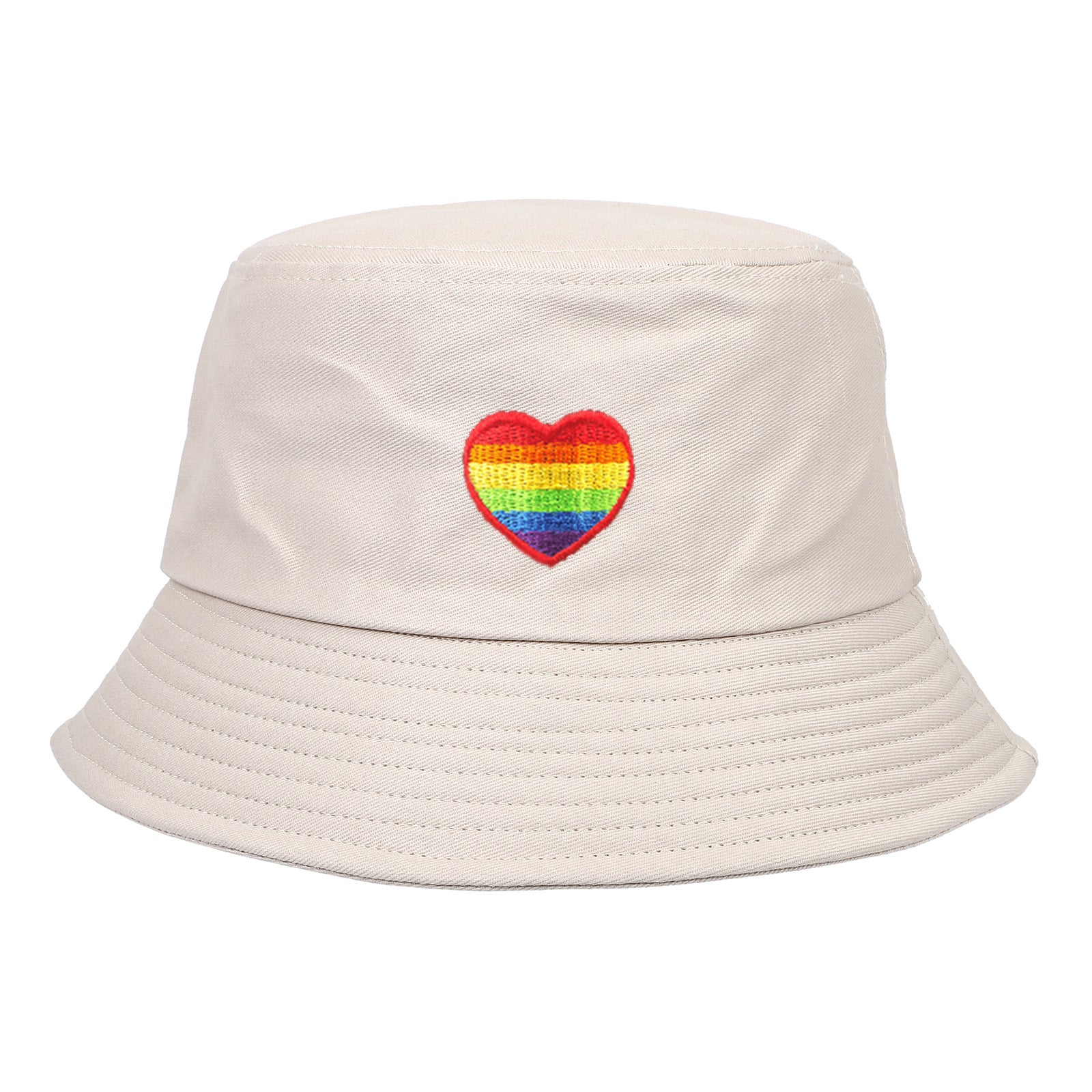 Wholesale Bad Rainbow Love Heart Embroidery Cotton Fisherman Hat