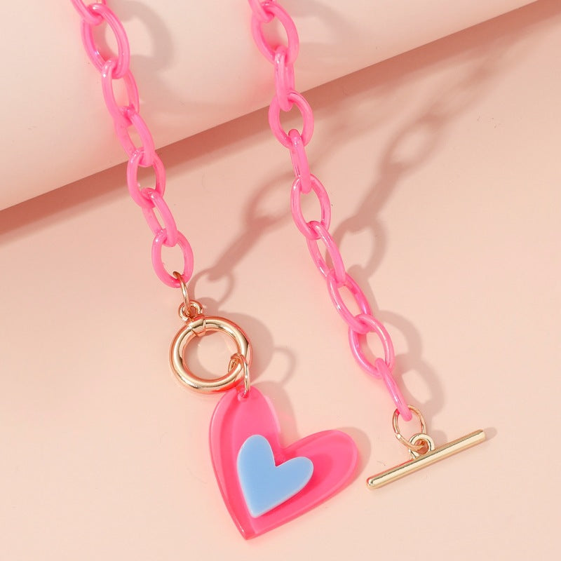 Wholesale Valentine's Day Acrylic Peach Heart Clavicle Chain