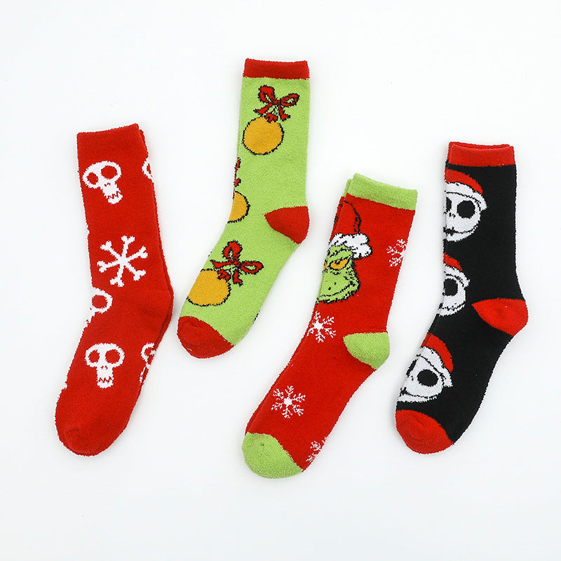 Wholesale Christmas Halloween Cartoon Personality Coral Fleece Long Socks