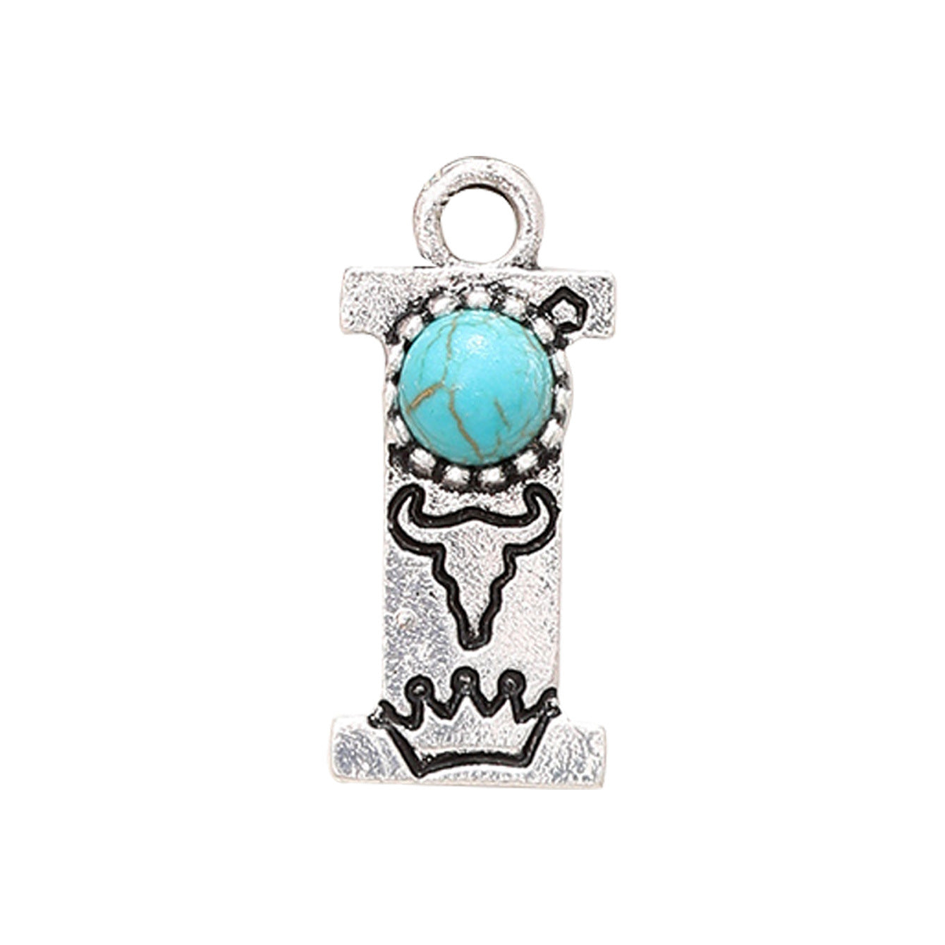Wholesale of Western Wind Letter Natural Turquoise Alloy Letter Keychain Accessories