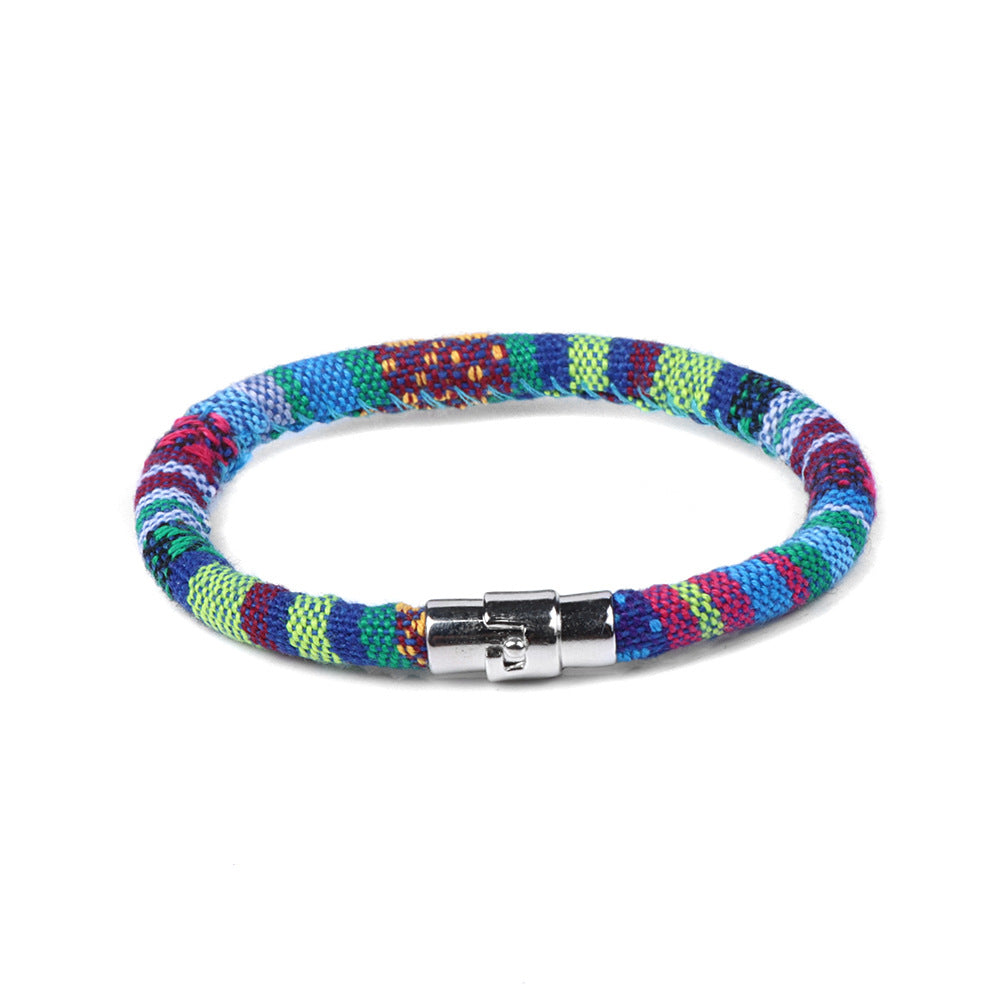 Wholesale Colorful Fabric Bohemia Magnetic Buckle Bracelet