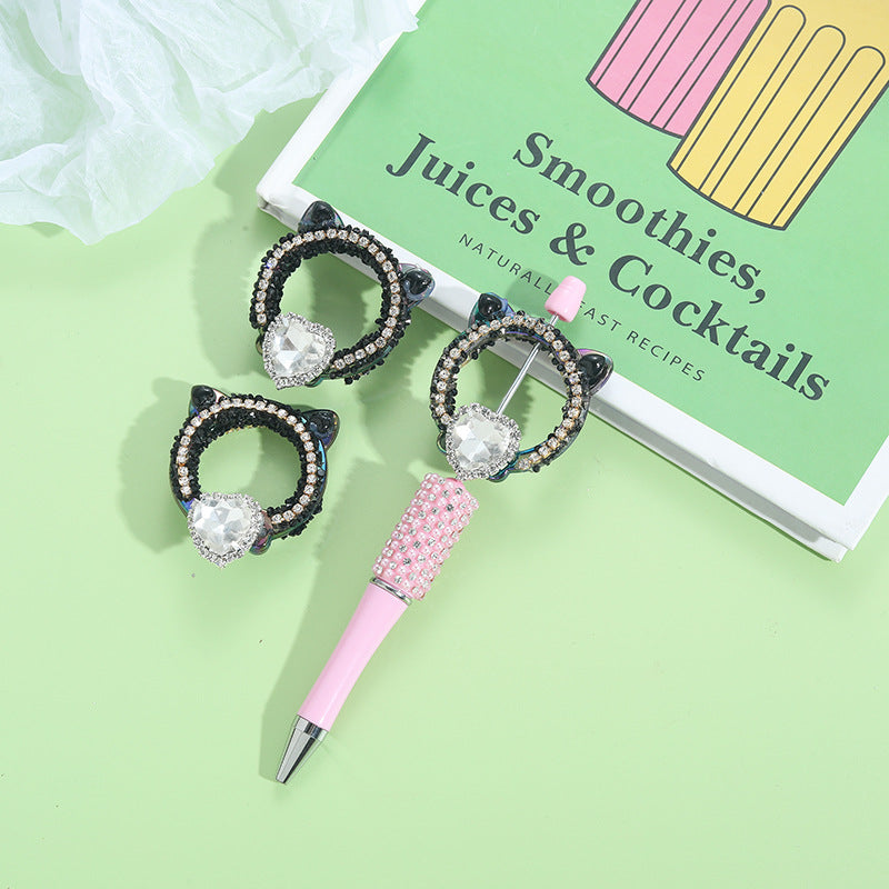 Wholesale 10pcs Heavy Industries Cat Head Love Zircon Flower DIY Beads