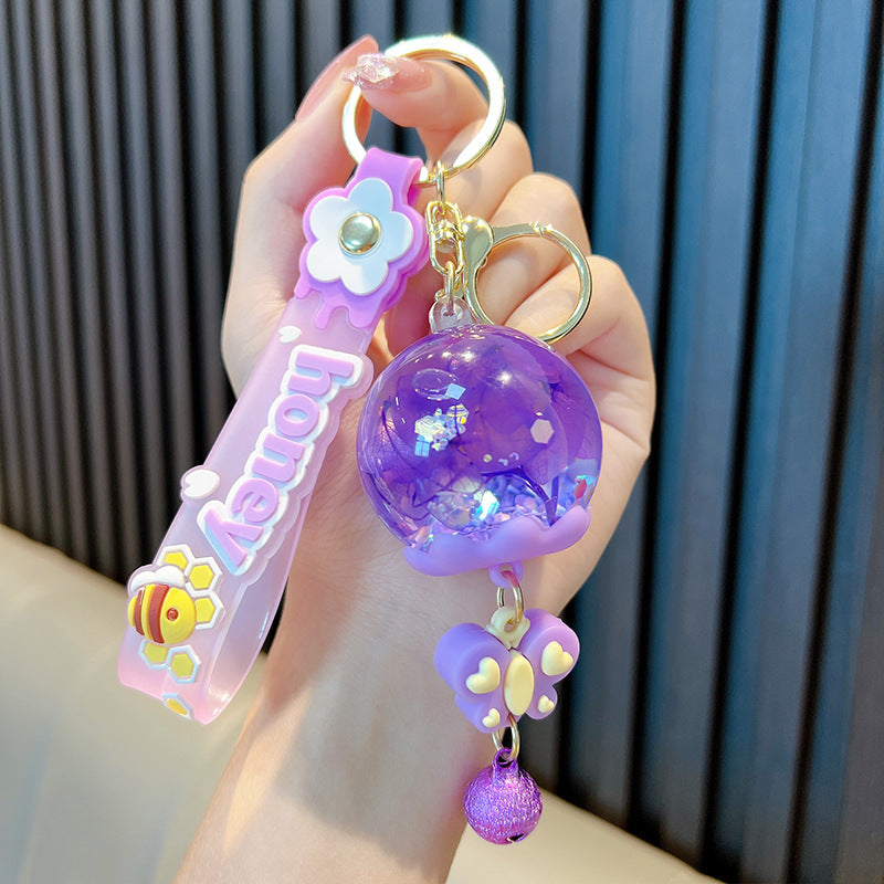 Wholesale Dried Flowers in Oil Wind Chime Liquid Quicksand Pendant Keychain