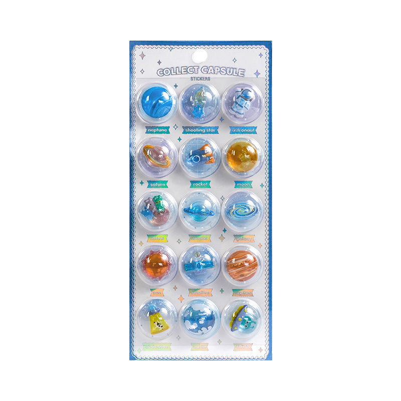 Wholesale Capsule Creative Illustrations Embossed Crystal 3D Stickers