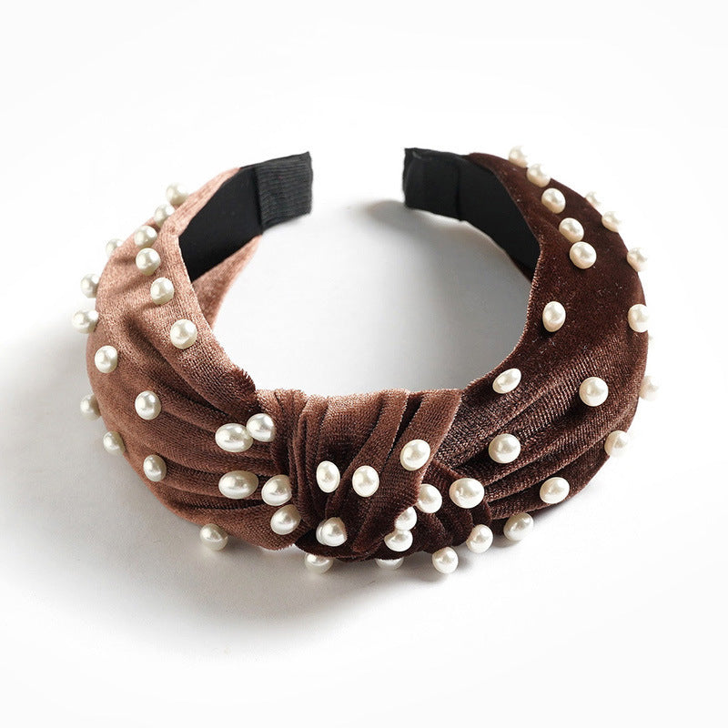 Wholesale Velvet Pearl Knotted Headband
