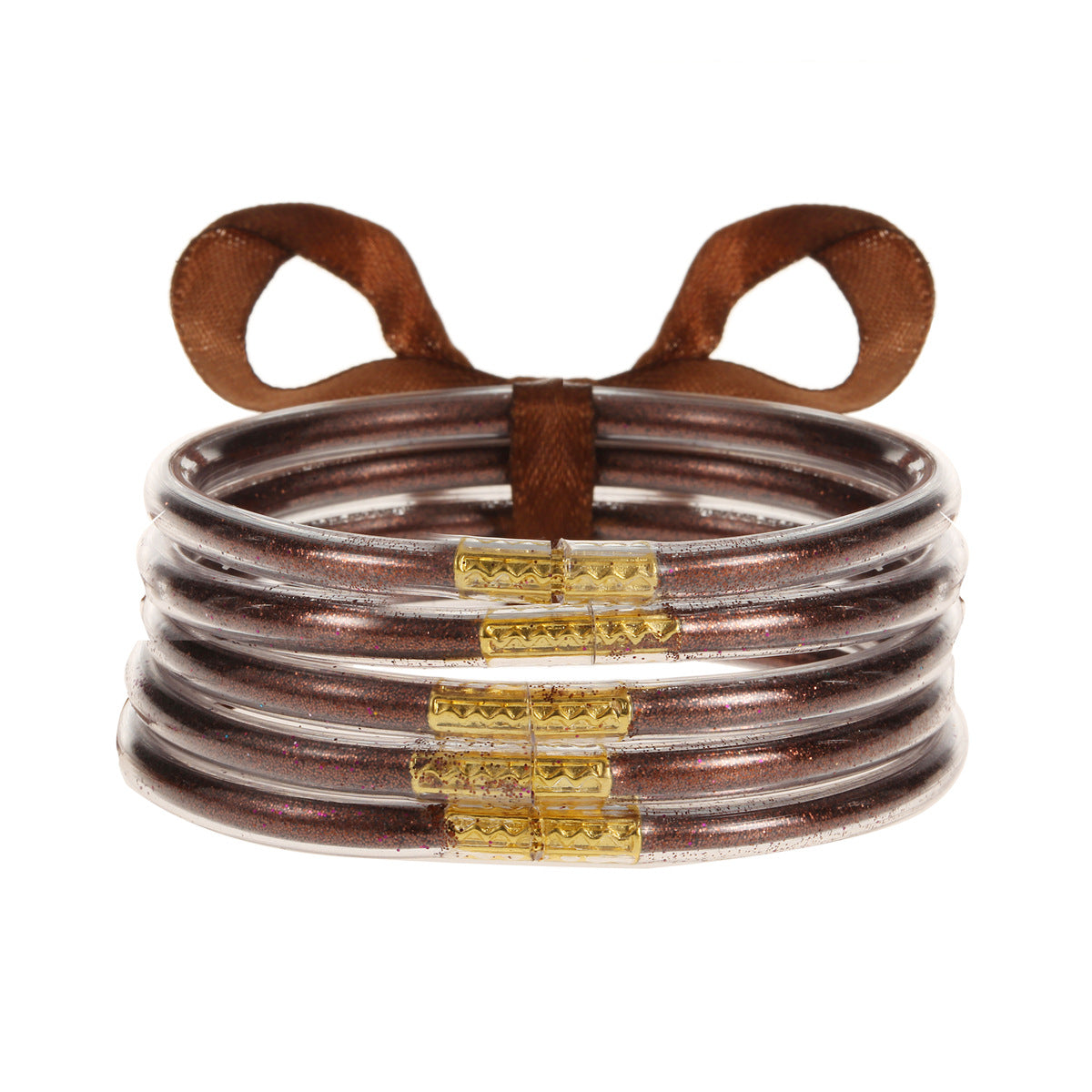 Pulsera de tubo de plástico brillante de oro de silicona transparente suave y transparente