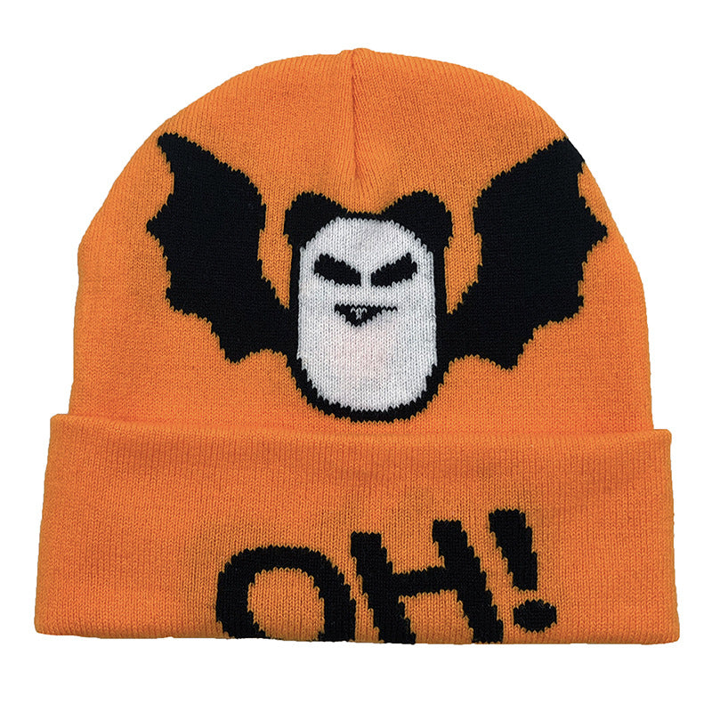 Wholesale Bat Orange Black Cartoon Jacquard Wool Knitted Acrylic Hat