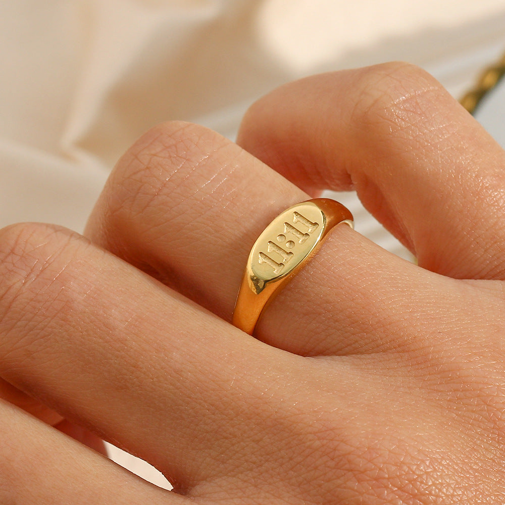 Wholesale 11:11 Pattern Gold Stainless Steel Ring