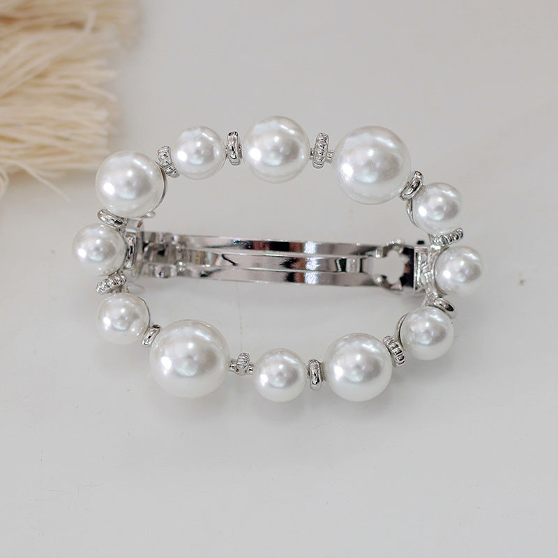 Wholesale Pearl Hollow Alloy Spring Clip with Diamond