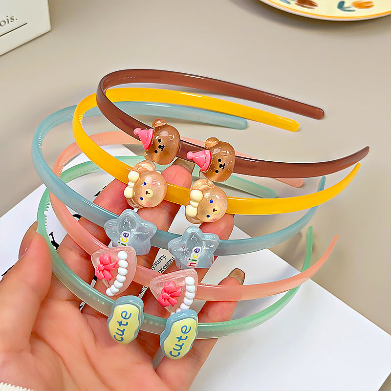 Wholesale Transparent jelly color headband cute cartoon headband with teeth non-slip