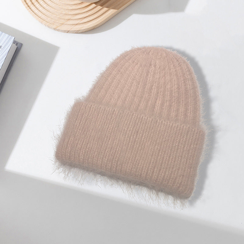 Wholesale Rabbit Fur Girls Knitted Long Plush Hat