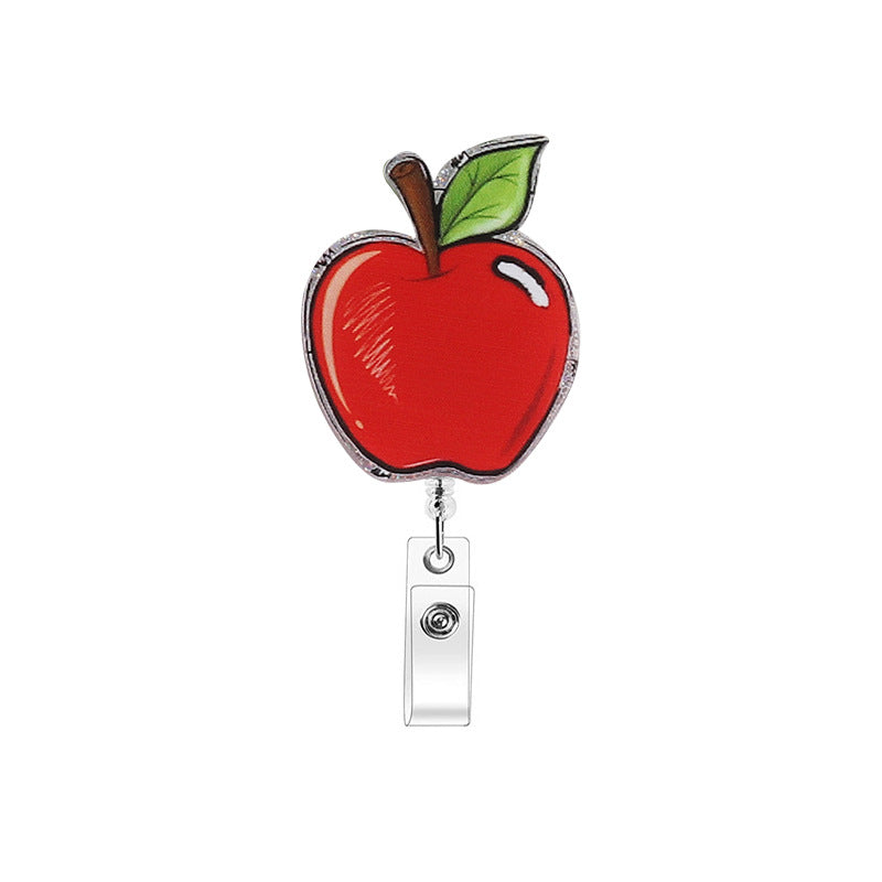 Wholesale Apple Acrylic Easy Pull ID Retractable Keychain