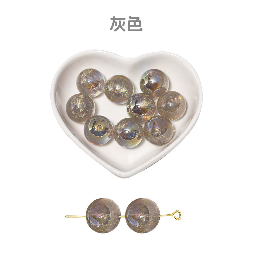 Wholesale 50pcs/1pack Gilded Years Gradient Color Through Hole Straight Hole Round Beads DIY Handmade Beads