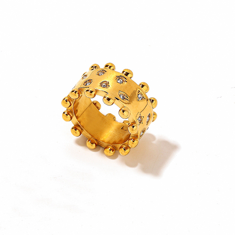 Wholesale Stainless steel ring crown star white zircon