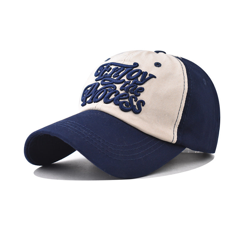 Wholesale Pure Cotton Washed Distressed Color Block Small Letter Baseball Cap