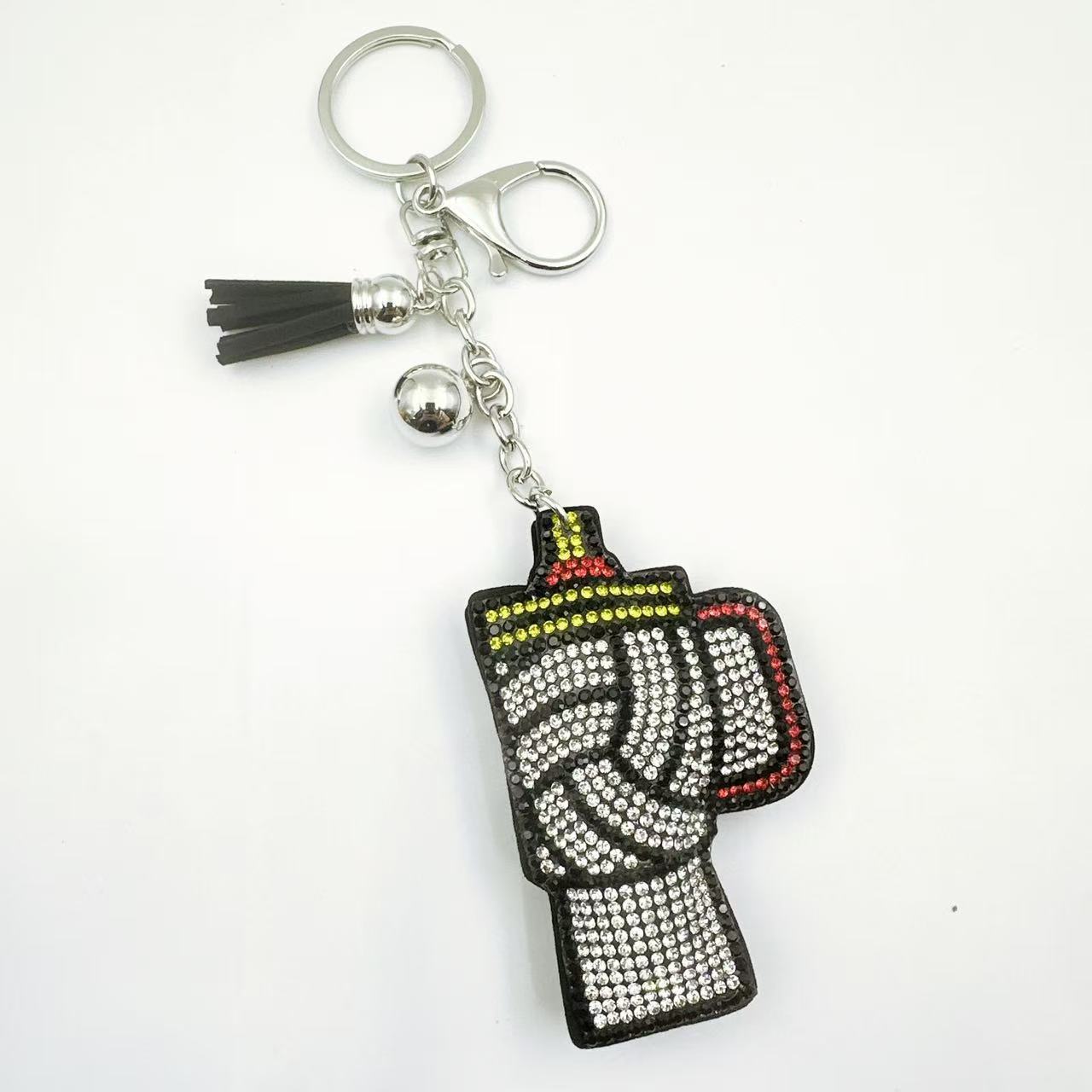 Wholesale Boutique Zinc Alloy Rhinestone Keychain Football Cup Design Bag Charm For Gift