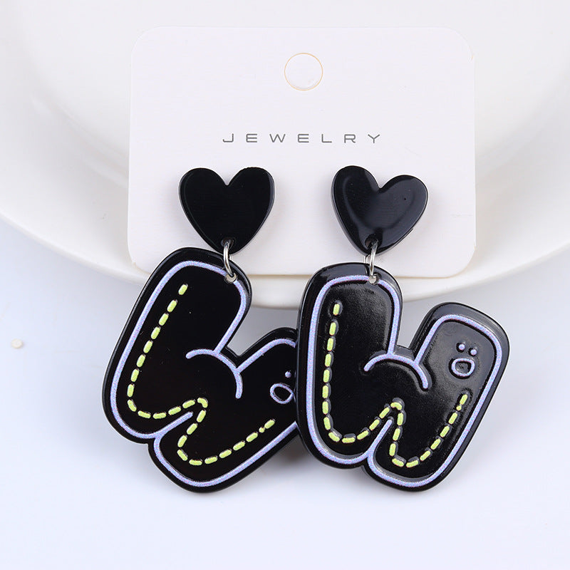 Wholesale Letter Smiling Face Acrylic Printed Earrings