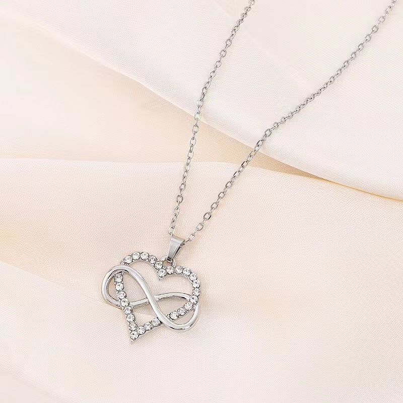 Wholesale Heart Diamond Pendant Necklace Clavicle Chain