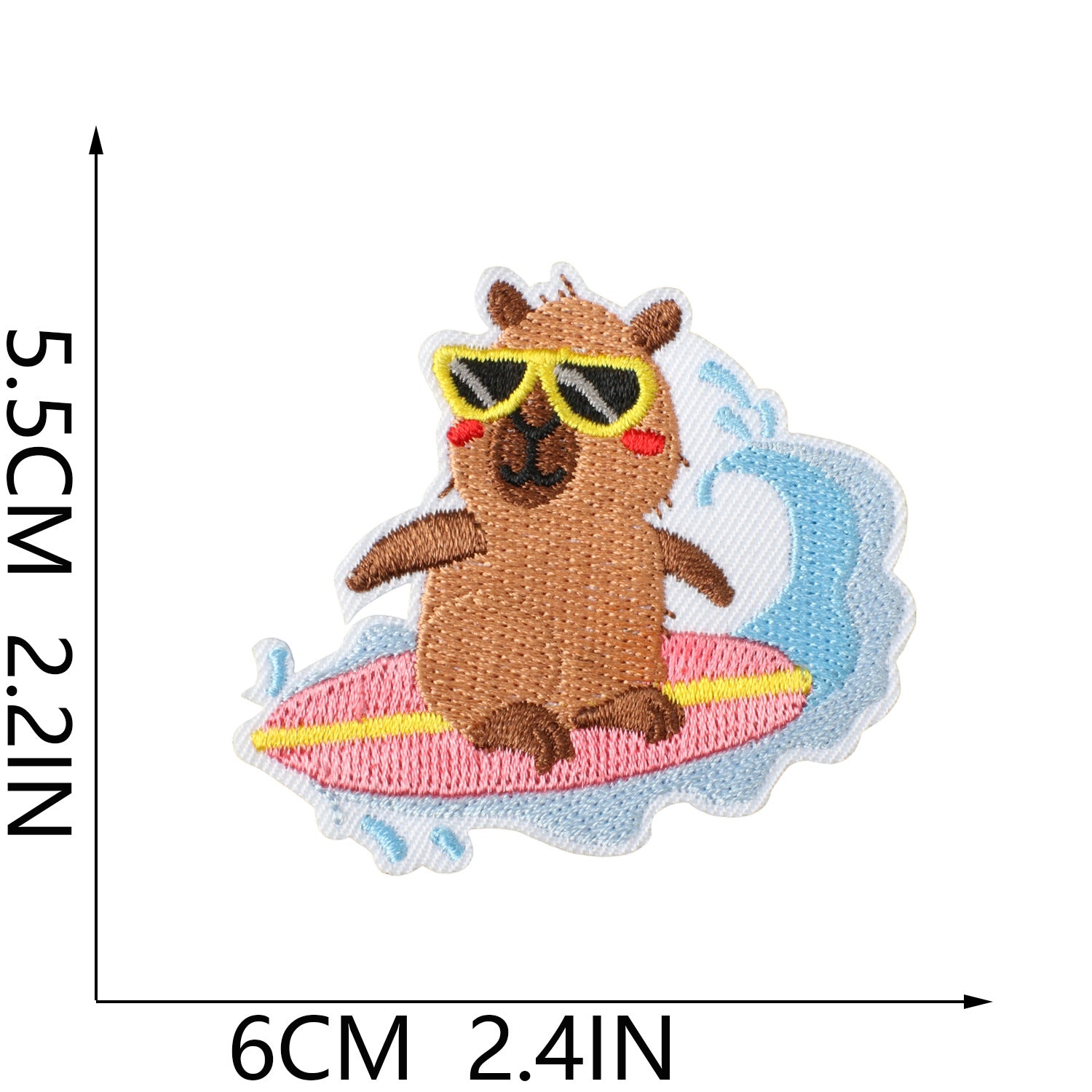 Wholesale Cute Capybara Cartoon Sun Embroidery Patch Iron On Decorative Accent For Clothing Bags DIY Gift Resale