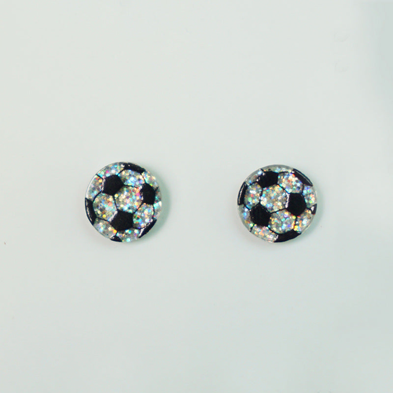 Wholesale 2 Pairs/Pack Shiny Football Baseball Acrylic Earrings