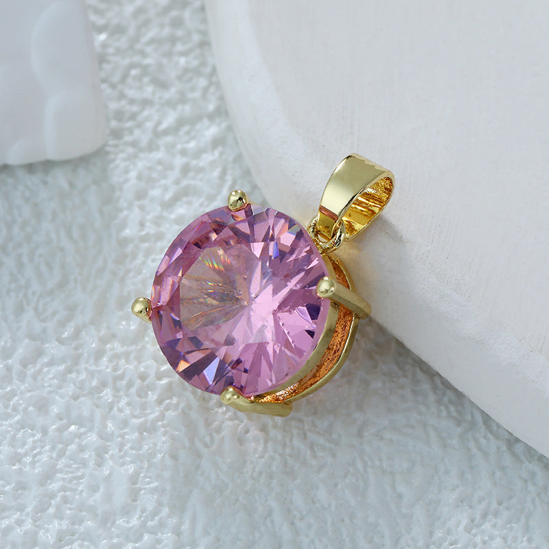 Wholesale Real Gold Electroplated Color-preserving Zircon DIY Personality Flower Geometric Temperament Necklace Pendant