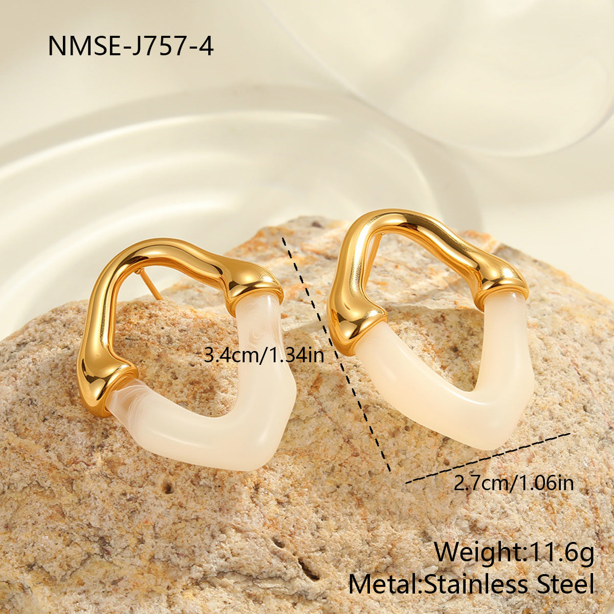Wholesale Colored resin spliced stainless steel earrings