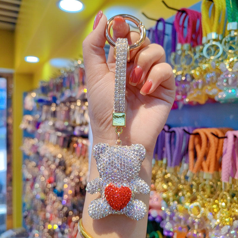 Wholesale Clay Diamond Bear Love Pendant Rhinestone Keychain