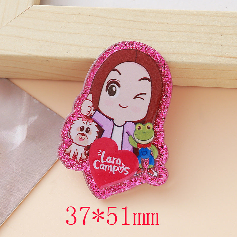 Wholesale 10pcs Glitter Cartoon Girl DIY Acrylic Smudges and Sequins