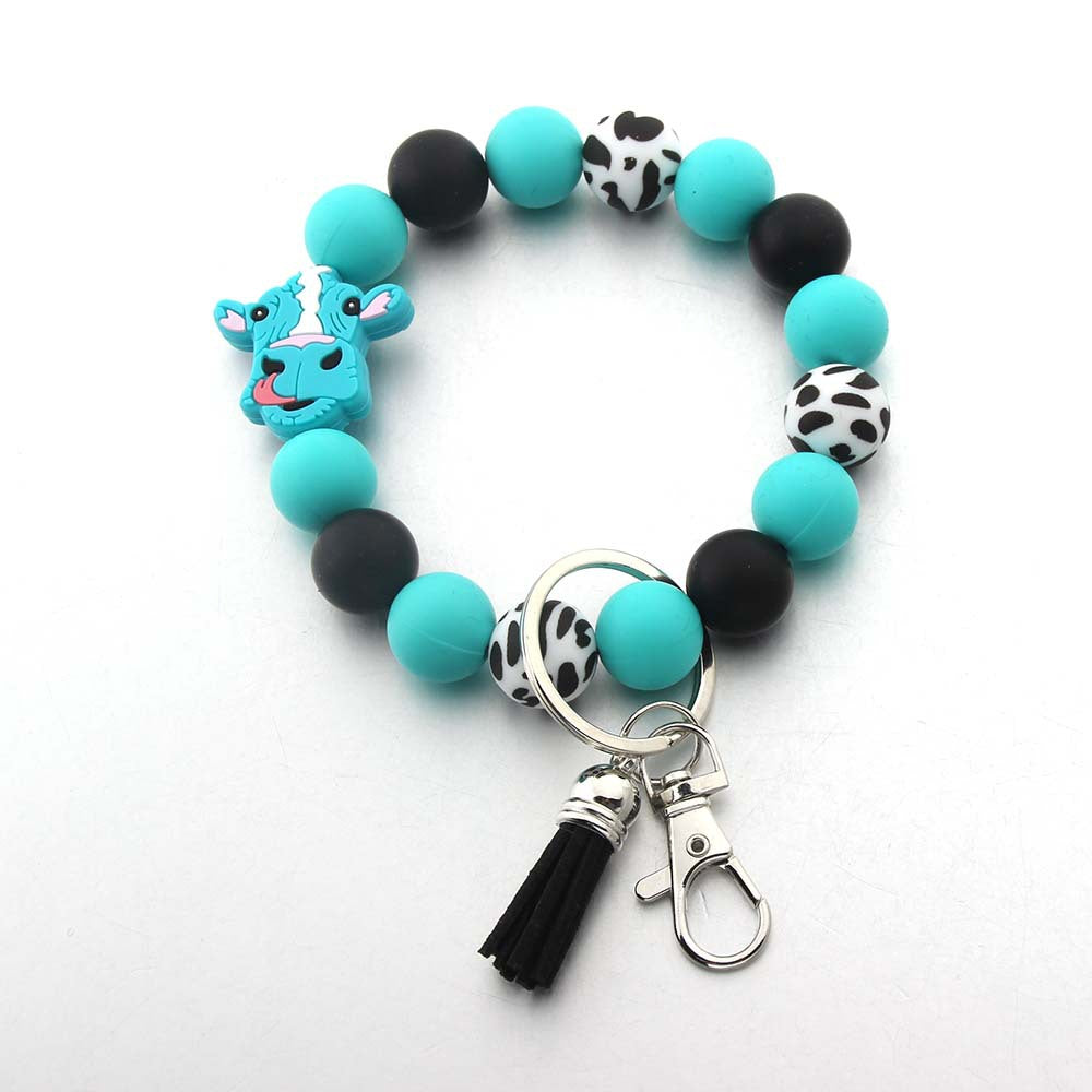 Wholesale Cartoon Animal Western Cowboy Silicone Tassel Bracelet Keychain