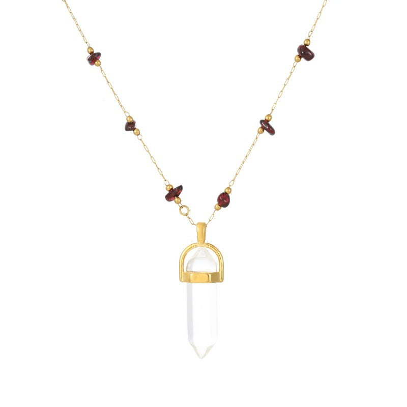 Wholesale of Natural Stone Chains, Fashionable and Versatile Titanium Steel Necklaces