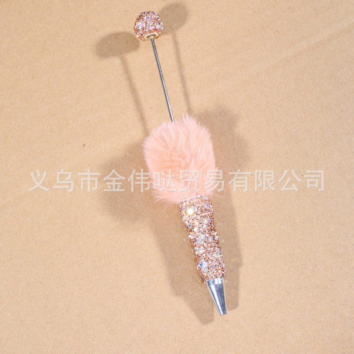 Wholesale Beadable Pens Creative Diy Cute Plush Ball Diamond Ballpoint Pen
