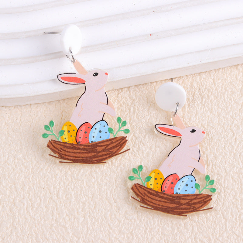 Wholesale Easter Rabbit Radish Chicken Acrylic Printed Earrings