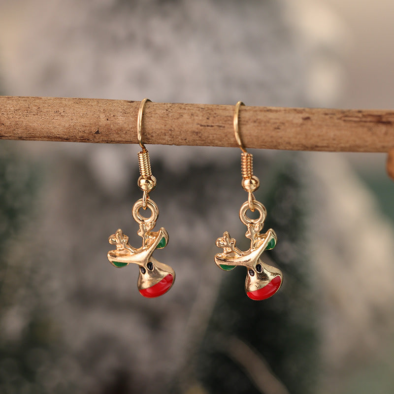 Wholesale Red and Green  Snowman Christmas Hat Earrings