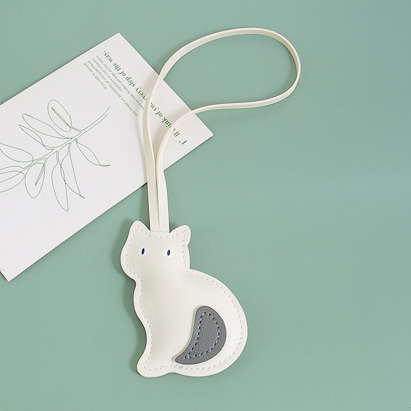 Wholesale Leather Stuffed Kitten Keychain