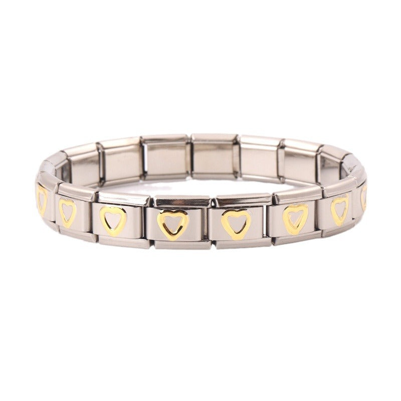 Wholesale Stainless Steel Gold Peach Heart Bracelet