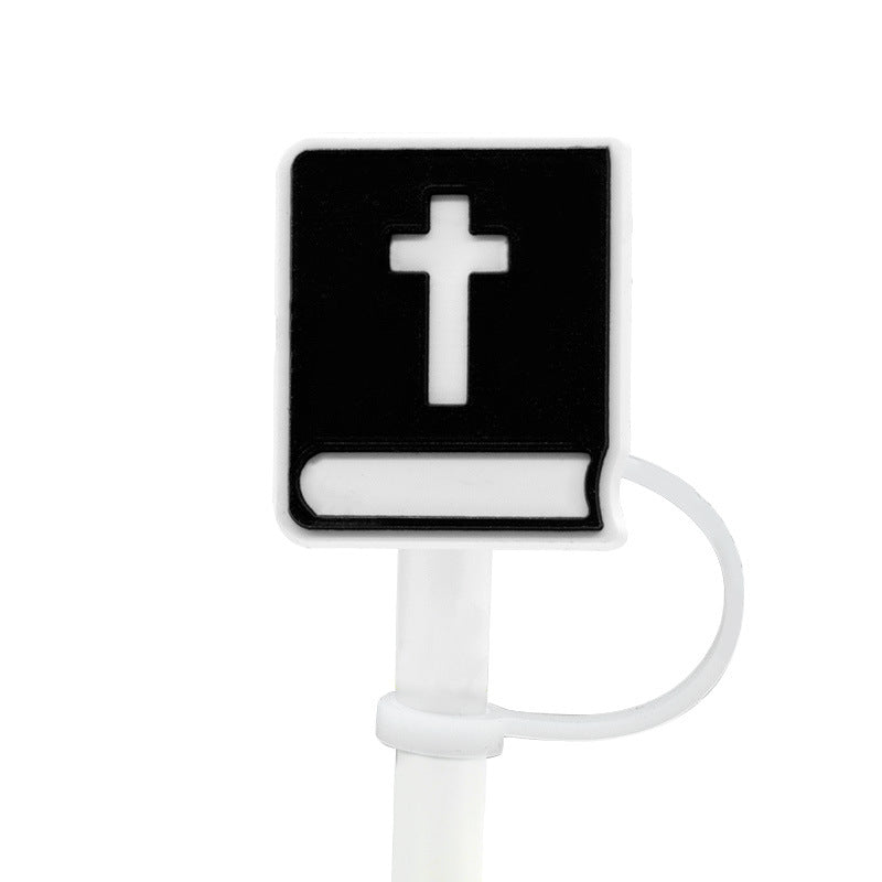 Wholesale 8-10mm 10PCS/PACK Cartoon Religious Silicone Dust-proof Straw Caps