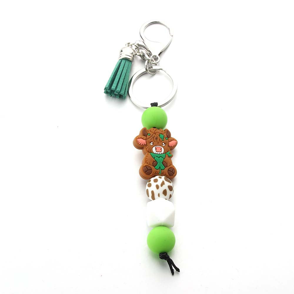 Wholesale silicone beaded key chain rabbit cow cartoon bag pendant DIY small accessories accessories