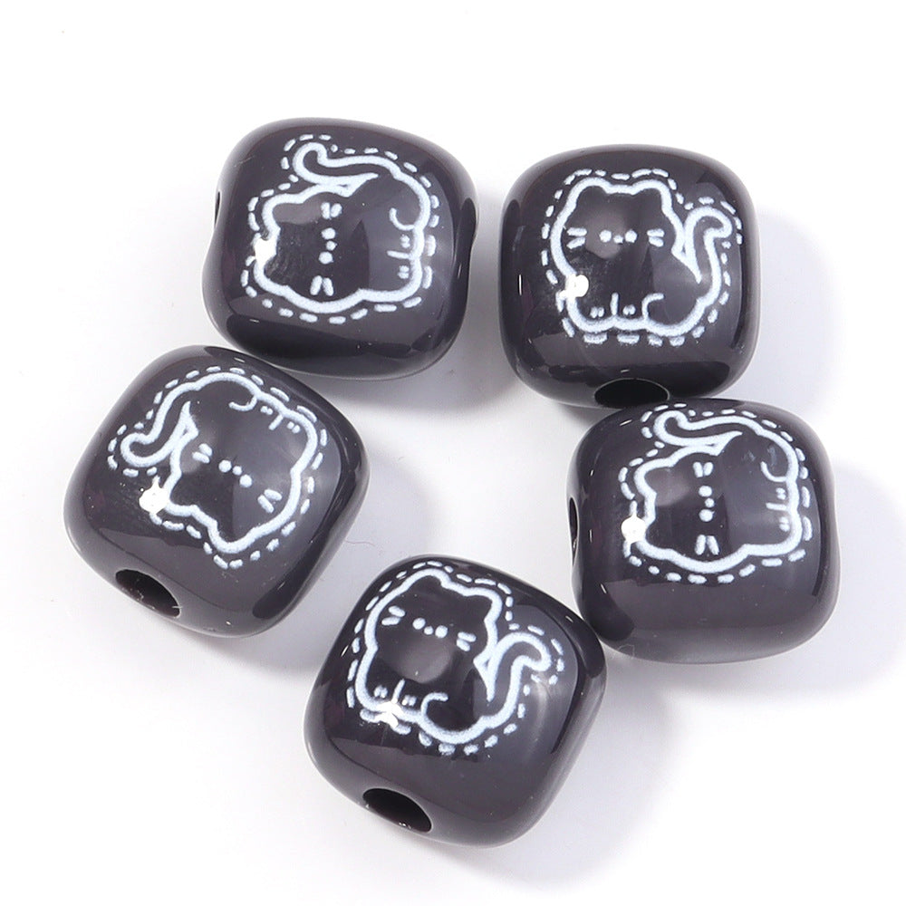 Wholesale 10pcs simple stroke printing Mantou Acrylic Beads