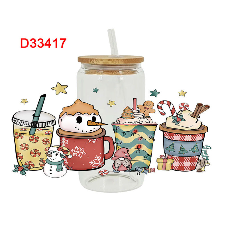 Wholesale Cartoon Christmas Series 16oz Cup UV DTF Wraps