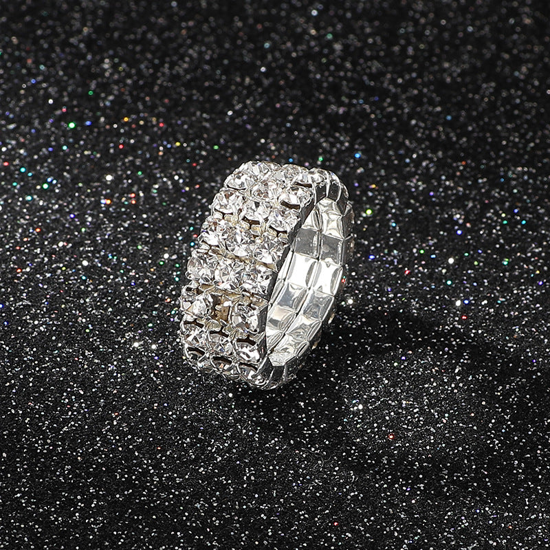 Wholesale multi row diamond rings Rhinestone Rings