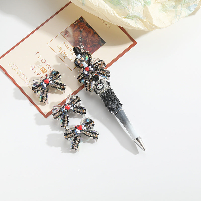 Wholesale 10pcs Acrylic Heavy Industry Beads Bow with Diamonds Hand Beading DIY