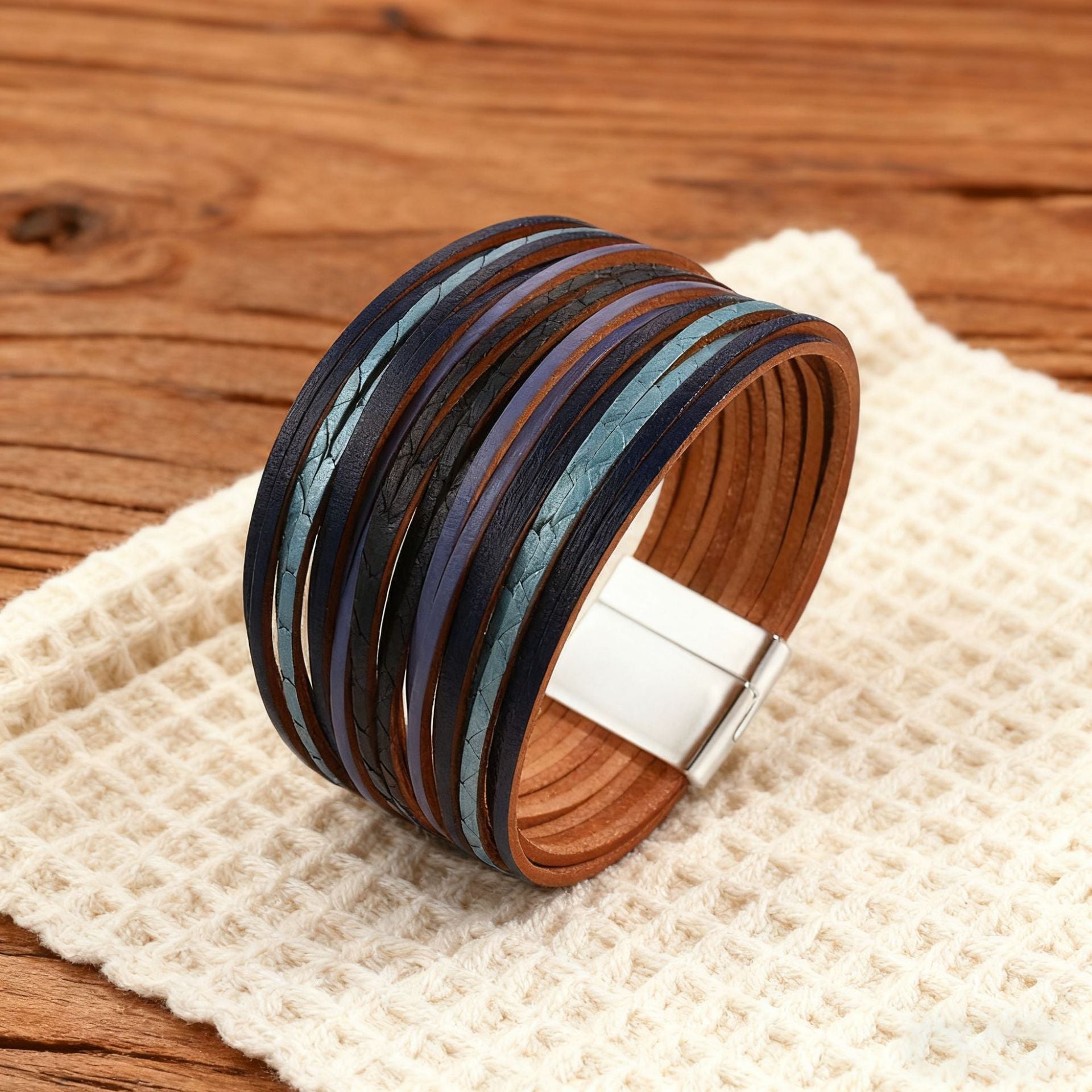 Wholesale Color-blocked embossed  Layered Bracelet Set