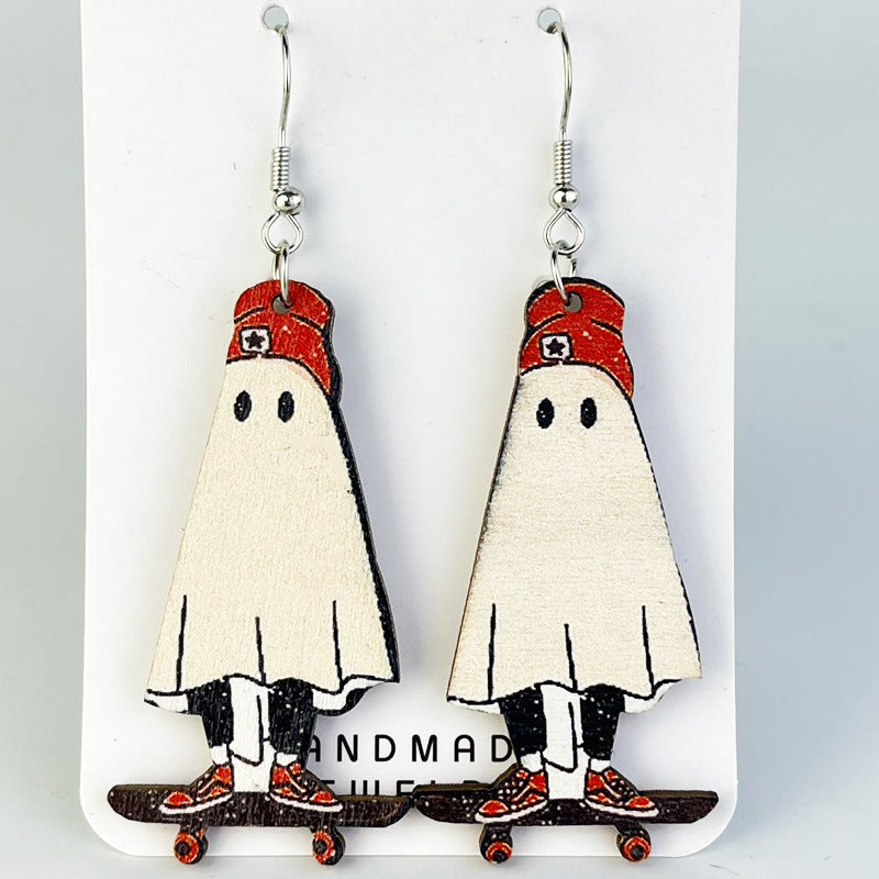 Wholesale 2Pairs/pack Floral Ghost Bohemian Retro Halloween Pumpkin Cute Earrings
