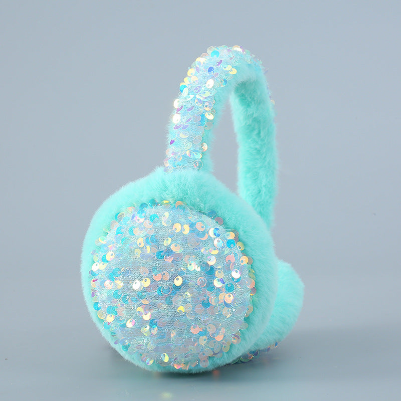 Wholesale Sequins Warm Cute Winter Earmuffs Plush Antifreeze Ear Warmer