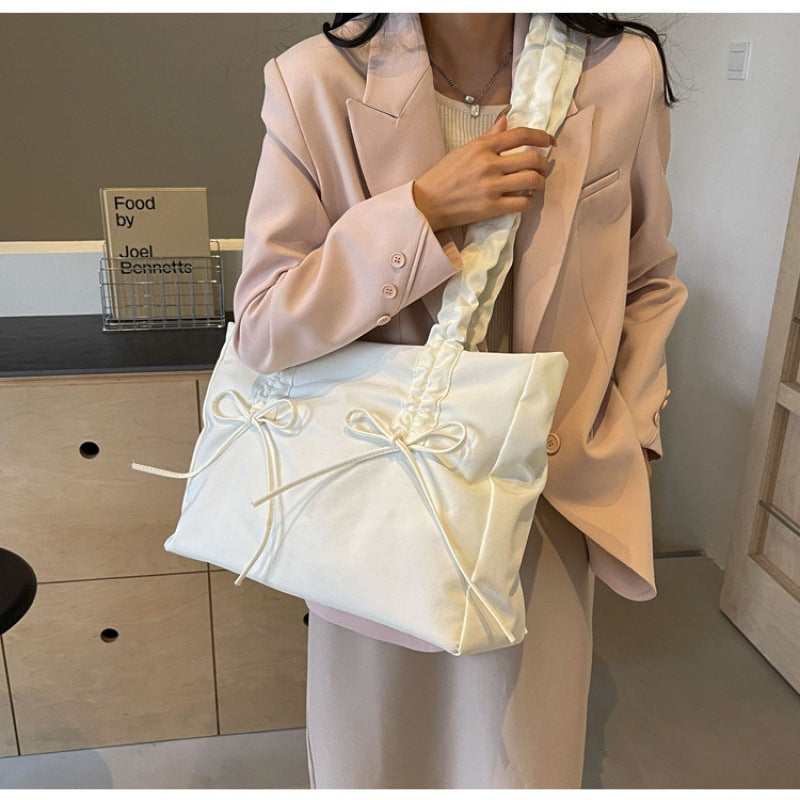 Wholesale Fashion pleated large capacity bow tote bag women's bag shoulder underarm bag
